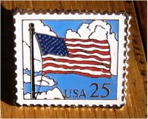 American Flag w/ clouds stamp pin lapel pins hat 2278 s
