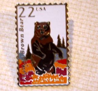 Alaskan Brown Bear Wildlife stamp pin lapel pins 2310