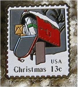 Christmas Rural Mailbox stamp pin hat lapel pins 1730