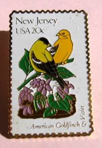 New Jersey American Goldfinch Violet stamp pin hat 1982 S