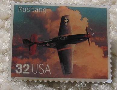 Mustang Classic Aircraft WW II stamp pin lapel 3142a s