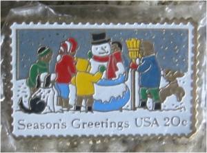 Children Snowman Christmas cloisonne stamp pin 2028