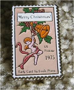 Christmas Card Prang stamp pin lapel pins hat 1580