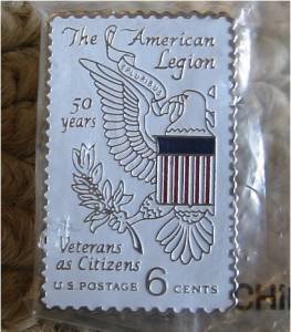 American Legion cloisonne stamp pin hat lapel 1369