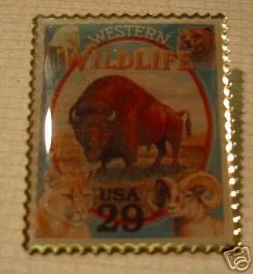 Western Wildlife Buffalo stamp pins lapel pin hat 2869p s