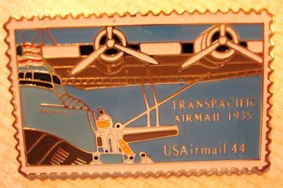 Transpacific Airmail stamp pin lapel pins tie tac hat c115