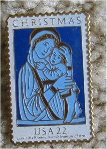 Mary Child Madonna Luoa della Robbia Stamp pin 2165