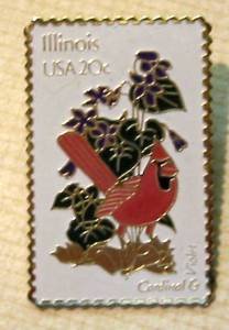 IL Illinois Cardinal Violet Stamp pins lapel pin 1965