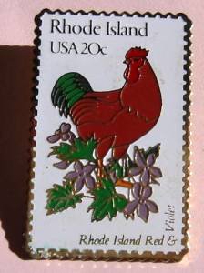 Rhode Island Red Rooster Violet stamp pins lapel pin RI 1991 S