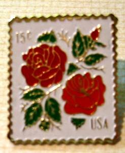 Red Roses rose flower stamp pins lapel pin hat 1737