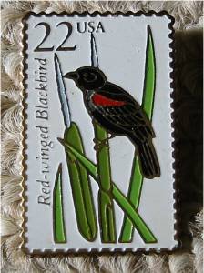 Red-winged Blackbird stamp pins lapel pin tie tac 2303