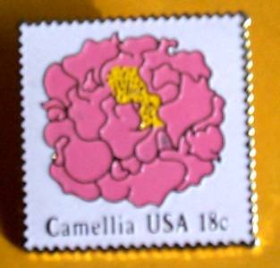Camellia Flower Stamp Pins cloisonne lapel pin hat 1877