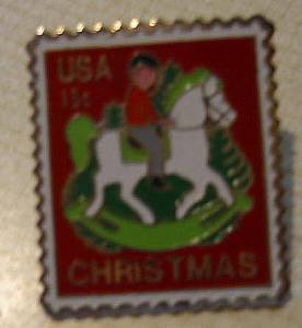 Hobby Horse Christmas stamp pin lapel pins hat 1769