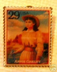 Annie Oakley Stamp Pin hat lapel pins tie tac new 2869d S