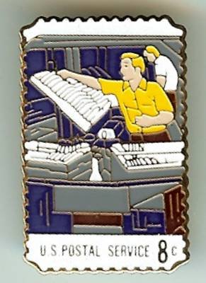 Mail Cancelling USPS stamp pin lapel pins hat 1493
