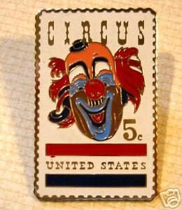 Circus Clown stamp pin cloisonne tie tac hat lapel 1309 s