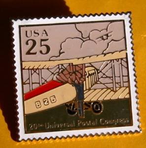 Mail Transportation Biplane USPS stamp pin lapel 2436