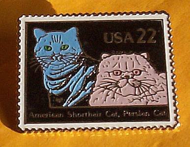 American Shorthair Persian Cat Stamp pin lapel hat 2375