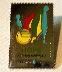 Hope for the Crippled stamp pin lapel cloisonné 1385