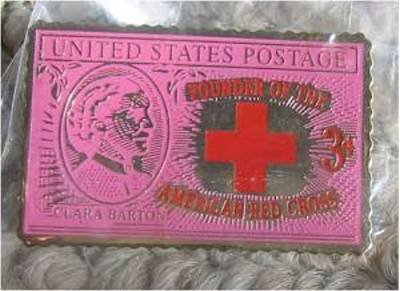 Clara Barton stamp pin Nurse cloisonne Red Cross 967 S