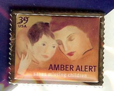 Amber Alert Stamp Pin lapel pins hat tie tac NIP 4031