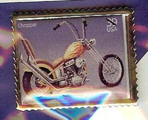 Chopper Motorcycle 70's stamp pin hat lapel pins 4087