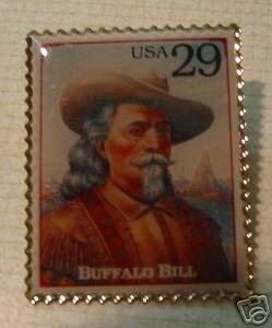Buffalo Bill Cody West stamp pin lapel pins hat 2869b S