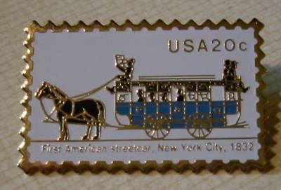 New York First Streetcar stamp pin lapel pins hat 2059 S