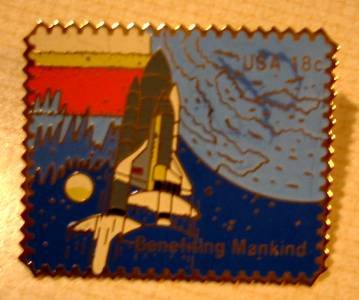 Columbia Space Shuttle Liftoff stamp pin lapel hat 1917