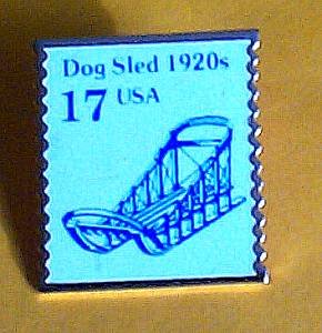 Dog Sled Stamp Pin collectible lapel hat tie tac 2135 s