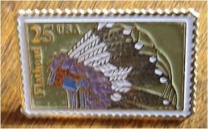 Flathead Indian Headdress stamp pin lapel pins hat 2504 S