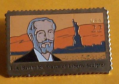 Bartholdi Statue of Liberty Stamp Pin lapel pins hat 2147 s
