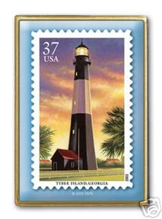 Tybee Island GA Lighthouse stamp pin lapel tie tac 3790