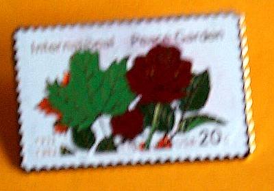 International Peace Garden Roses stamp pin lapel 2014