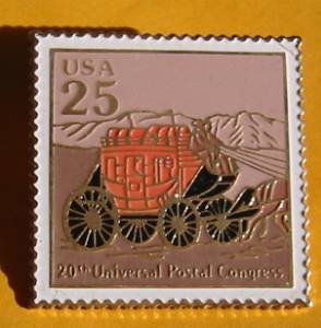 Mail Transportation Stagecoach USPS stamp pin hat 2434