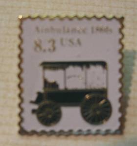 Ambulance 1860s Transportation Stamp Pin lapel 2128