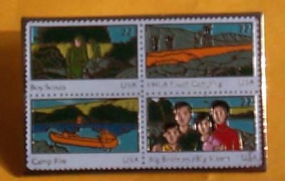 YMCA Campfire Big Brothers Sisters Scouts YMCA Stamp Pin 2160-63 S