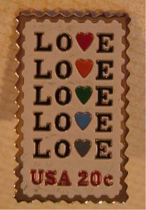 Love 1984 Stamp pin lapel hat cloisonne tie tac 2072smw S