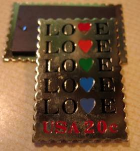 Love 1984 Stamp refrigerator magnet goldtone 2072mgg