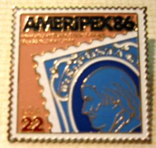 Ben Franklin AMERIPEX 86 stamp pin lapel pins hat 2145 s