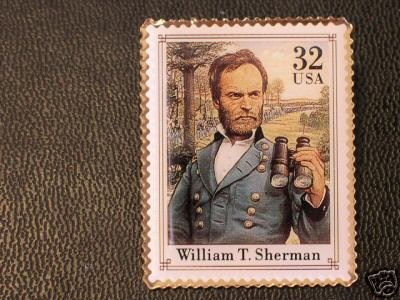 Civil War William T. Sherman stamp pin lapel 2975q S