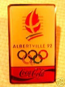 Coke Coca-Cola Olympic pin Albertville '92 lapel hat m1