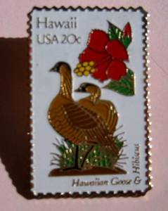 Hawaii Hawaiian Goose Hibiscus HI stamp pin pins 1963 s