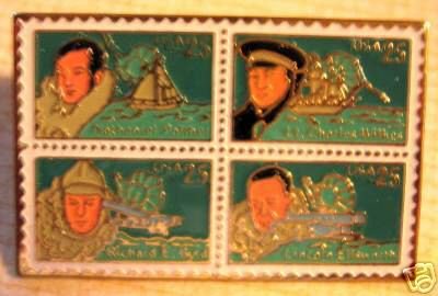 Antarctic Explorers Wilkes Byrd Ellsworth Palmer stamp pin hat 2386-89 s