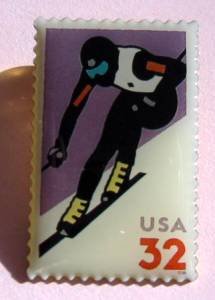 Skiing Stamp Pin olympics lapel pins tie tac 3180 s