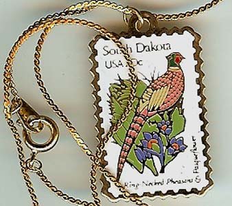 South Dakota Pheasant stamp necklace pendant 1993n s
