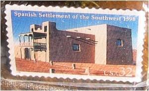 Spanish Settlement Southwest Stamp pin hat Adobe 3220 s