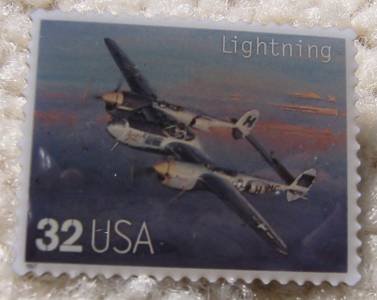 Lightning P-38 Classic Aircraft Plane stamp pin 3142n s