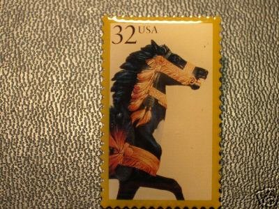 Carousel Horse with gold Bridle Stamp Pin lapel 2977 S