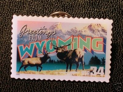 Wyoming Greetings Stamp Pin lapel pins tie tac hat 3745 S